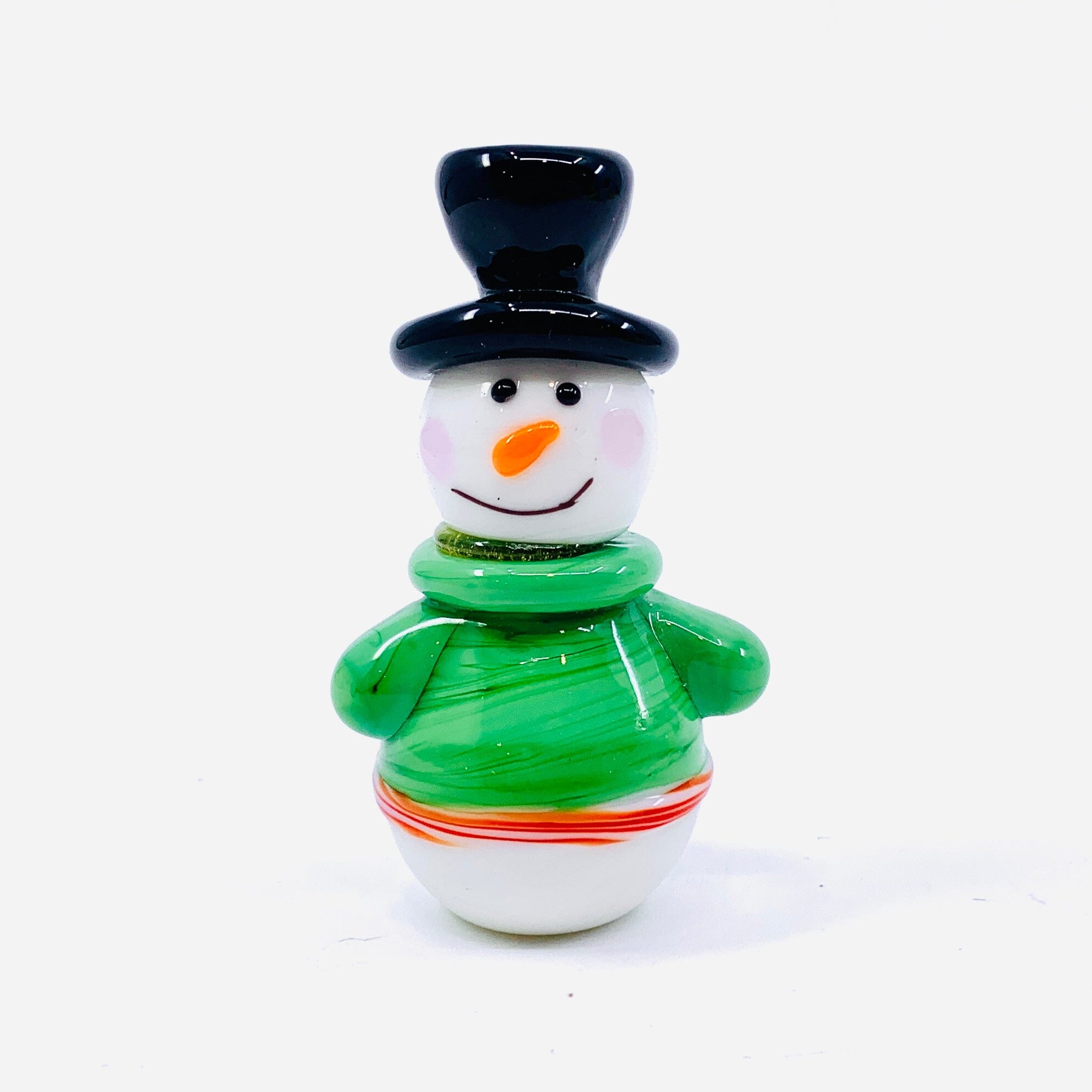Green Sweater Artglass Snowman Miniature C&F Enterprises 