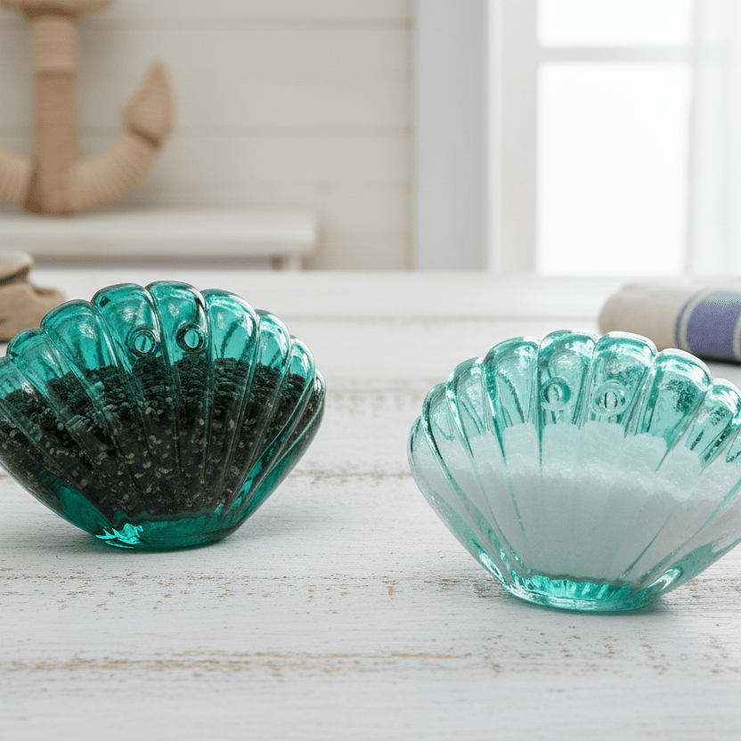 Glass Salt and Pepper Shakers, Shells Decor Gift Essentials 
