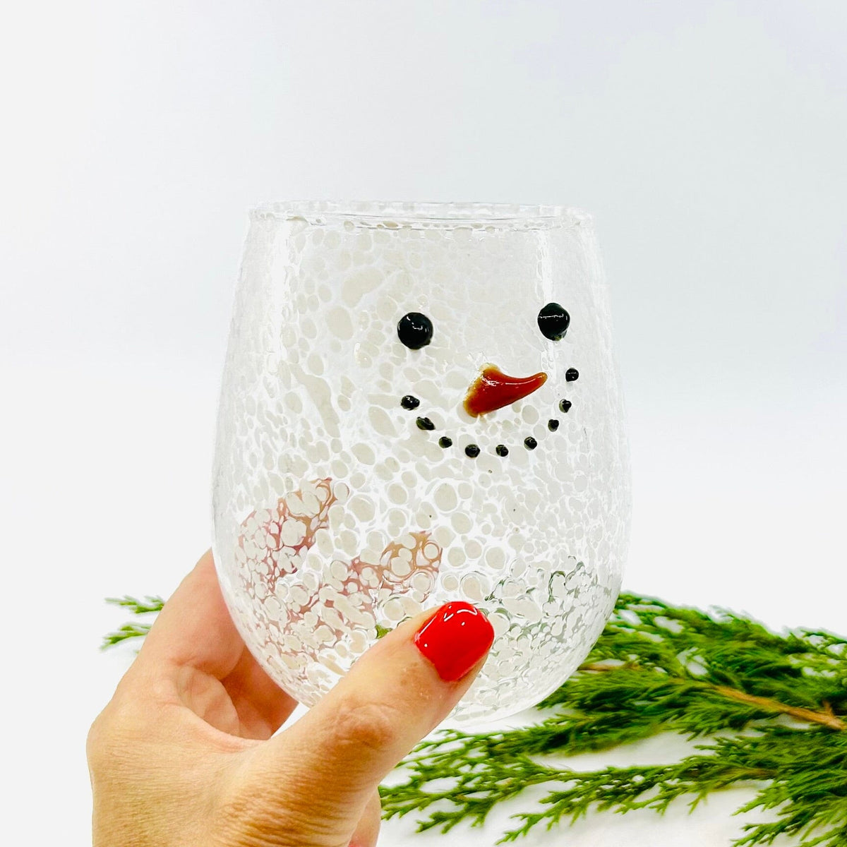 Confetti Snowman Stemless Wine Glass Creative Co-Op 