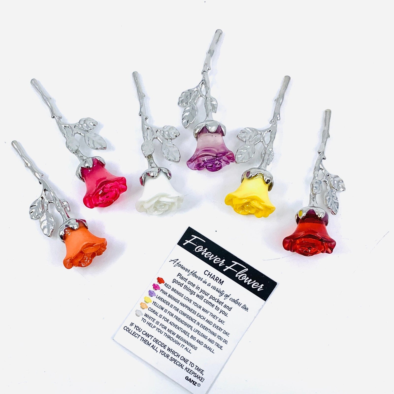 The Forever Flower Pocket Charm 130, Pink - Happiness Miniature GANZ 