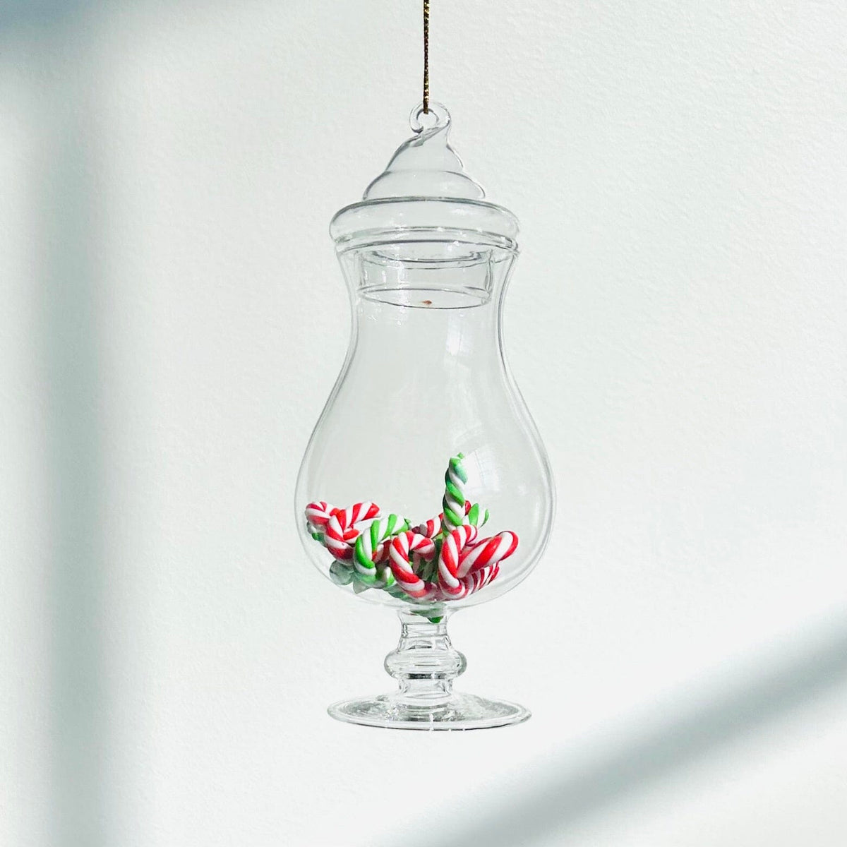 Glass Candy Jar Ornament, Candy Canes Decor Creative Co-op 