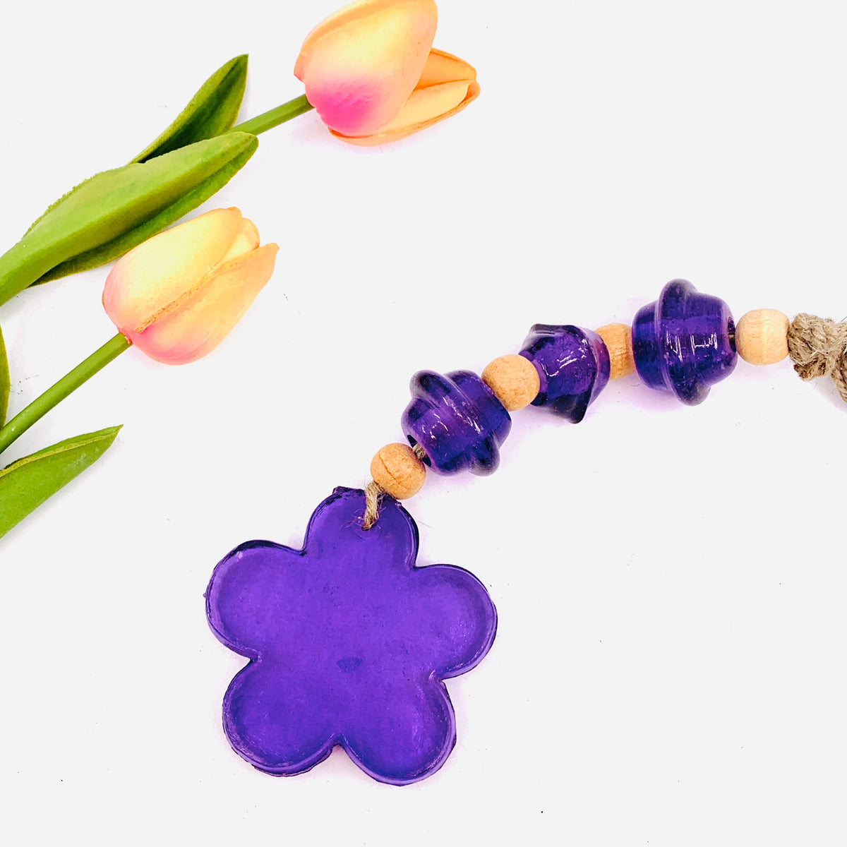 Glass Flower Suncatcher, Purple