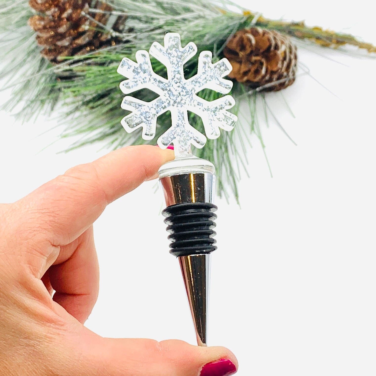 Glass Bottle Stopper, Snowflake - 