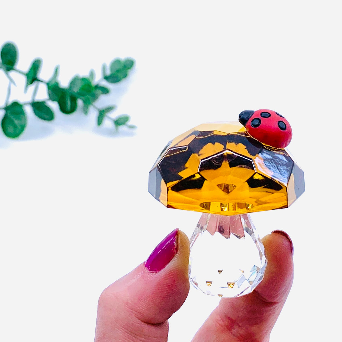 Acrylic Garden Mushroom 16, Ladybug
