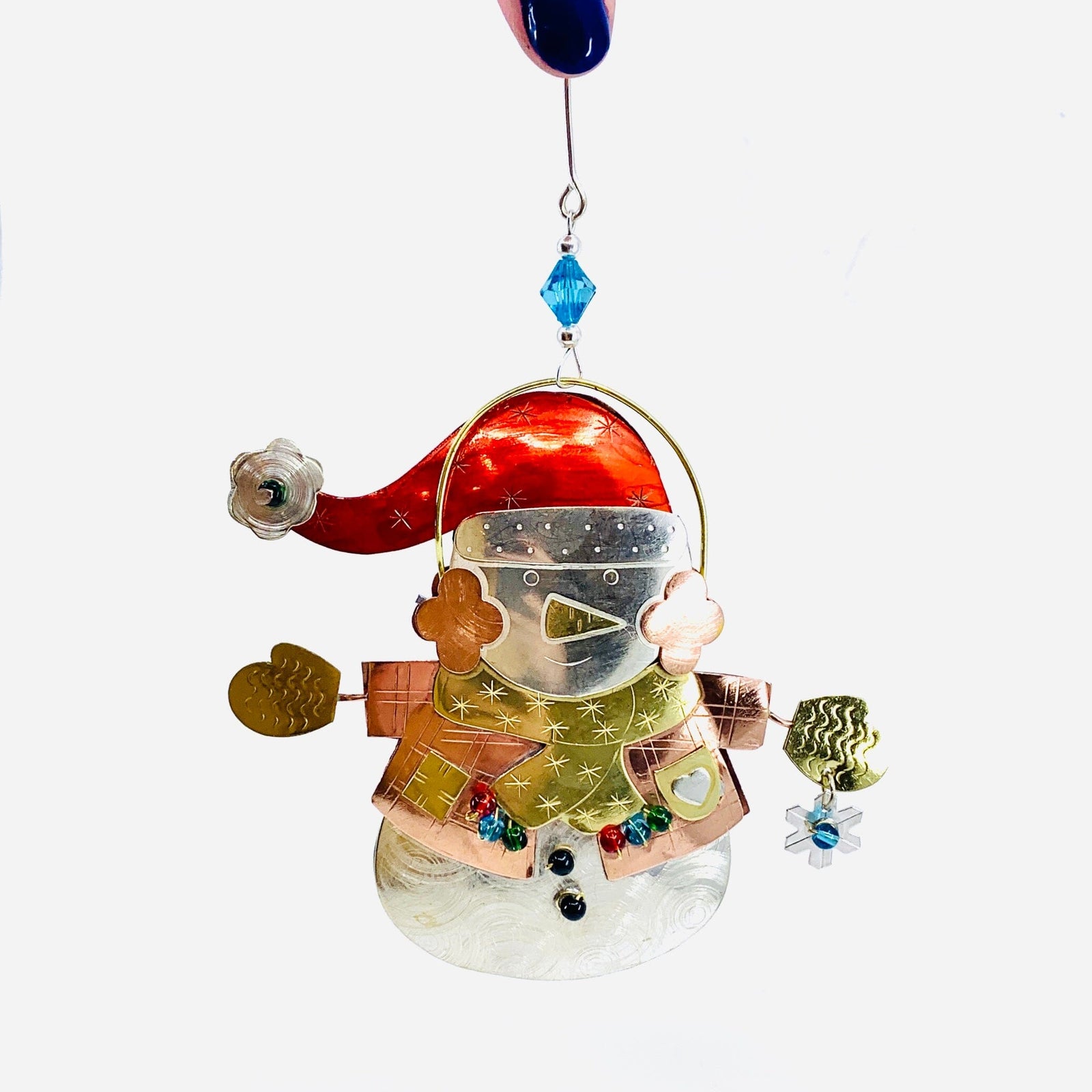 Mixed Metal Ornament Winter Snowman Miniature Pilgrim Imports 