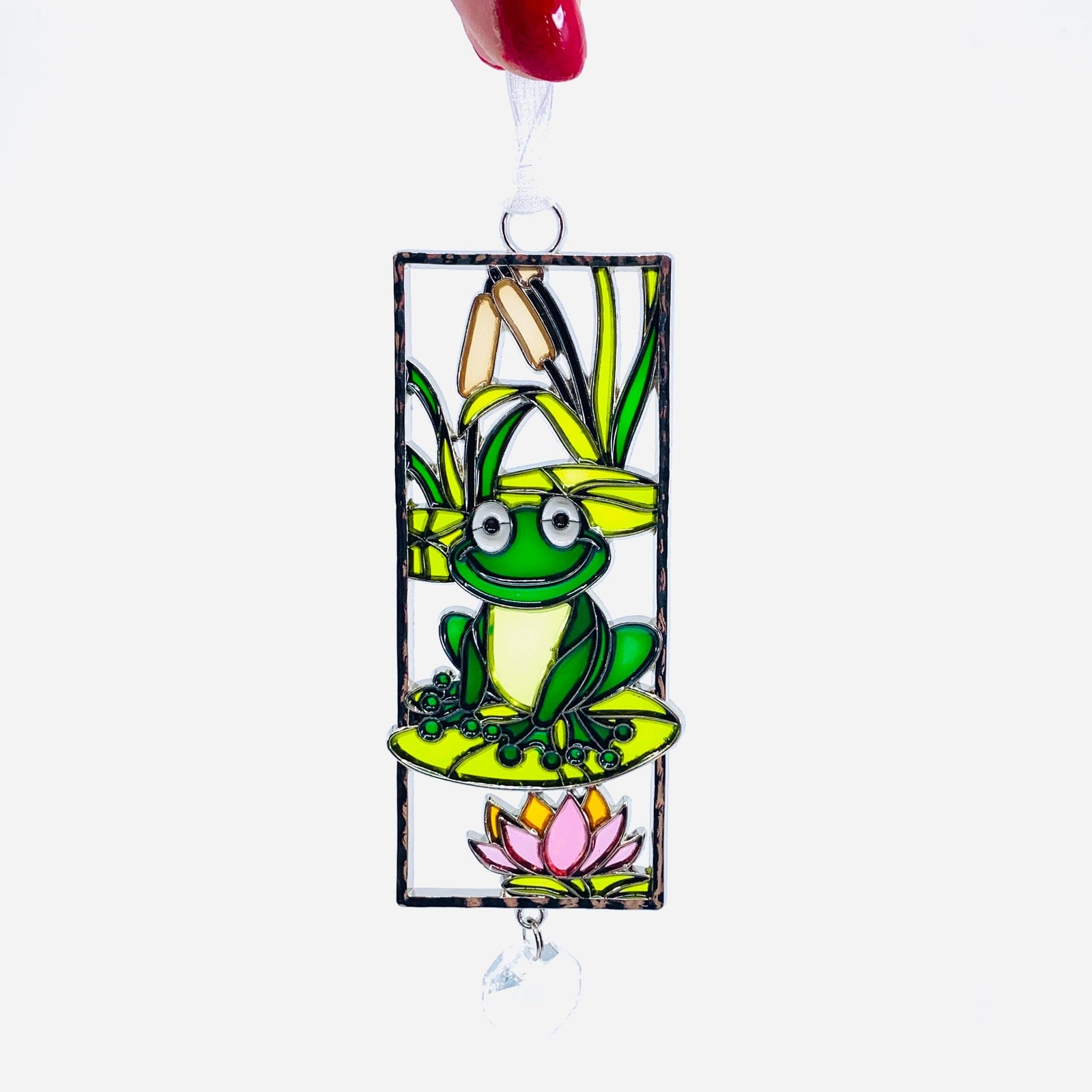 Stained Glass Life is Beautiful Ornaments, Frog Decor GANZ 