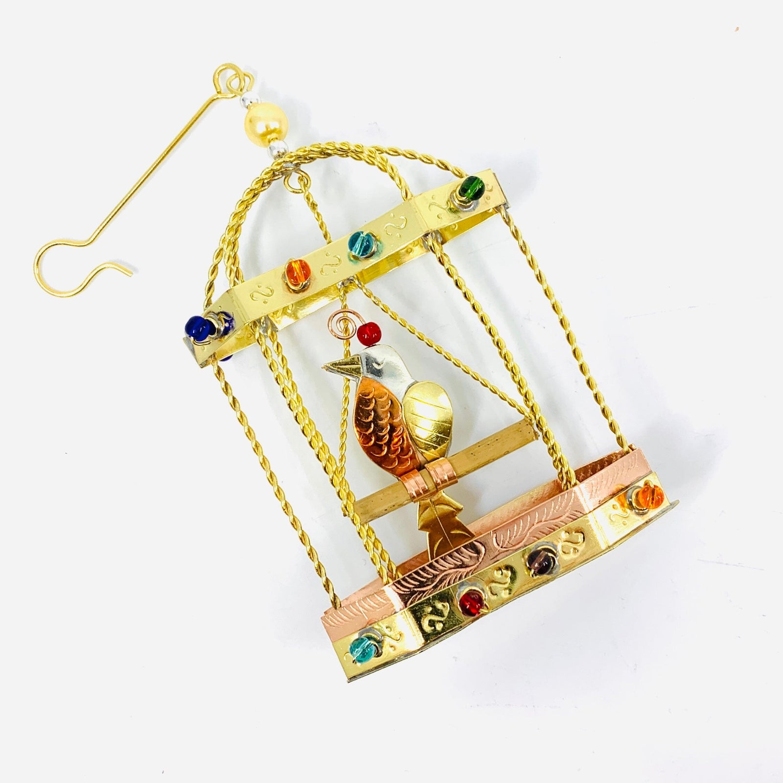 Mixed Metal Ornament, Antique Bird Cage Miniature Pilgrim Imports 