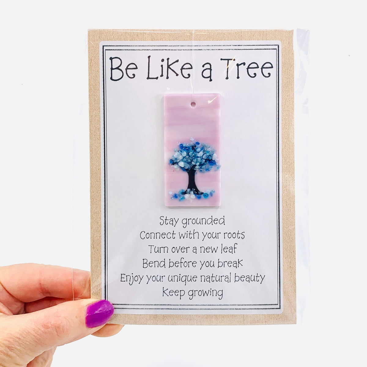 Fused Glass "Be Like a Tree” Suncatcher 52 Decor Glimmer Glass Gifts 