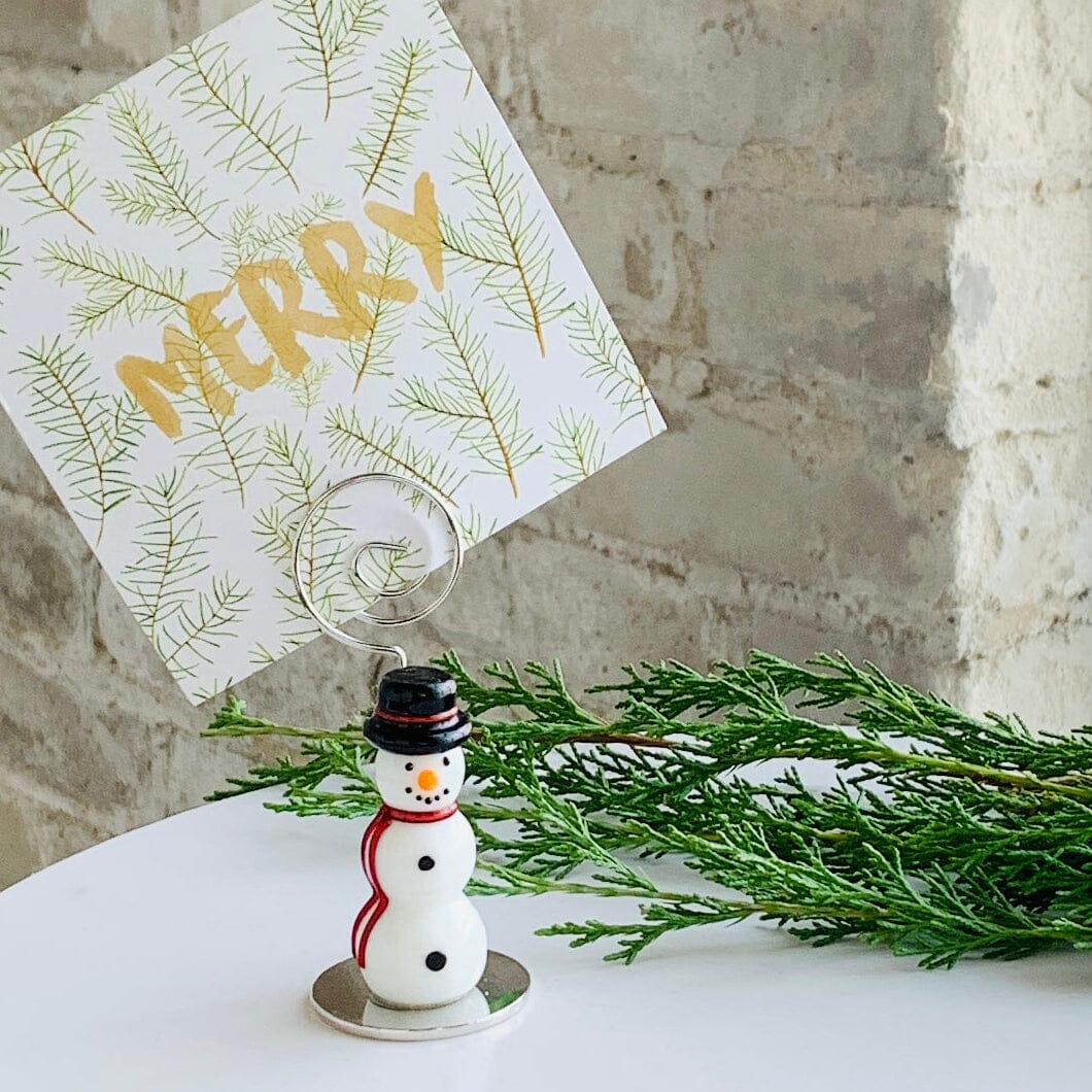 Glass Snowman Place Card Holder Creative Co-Op 