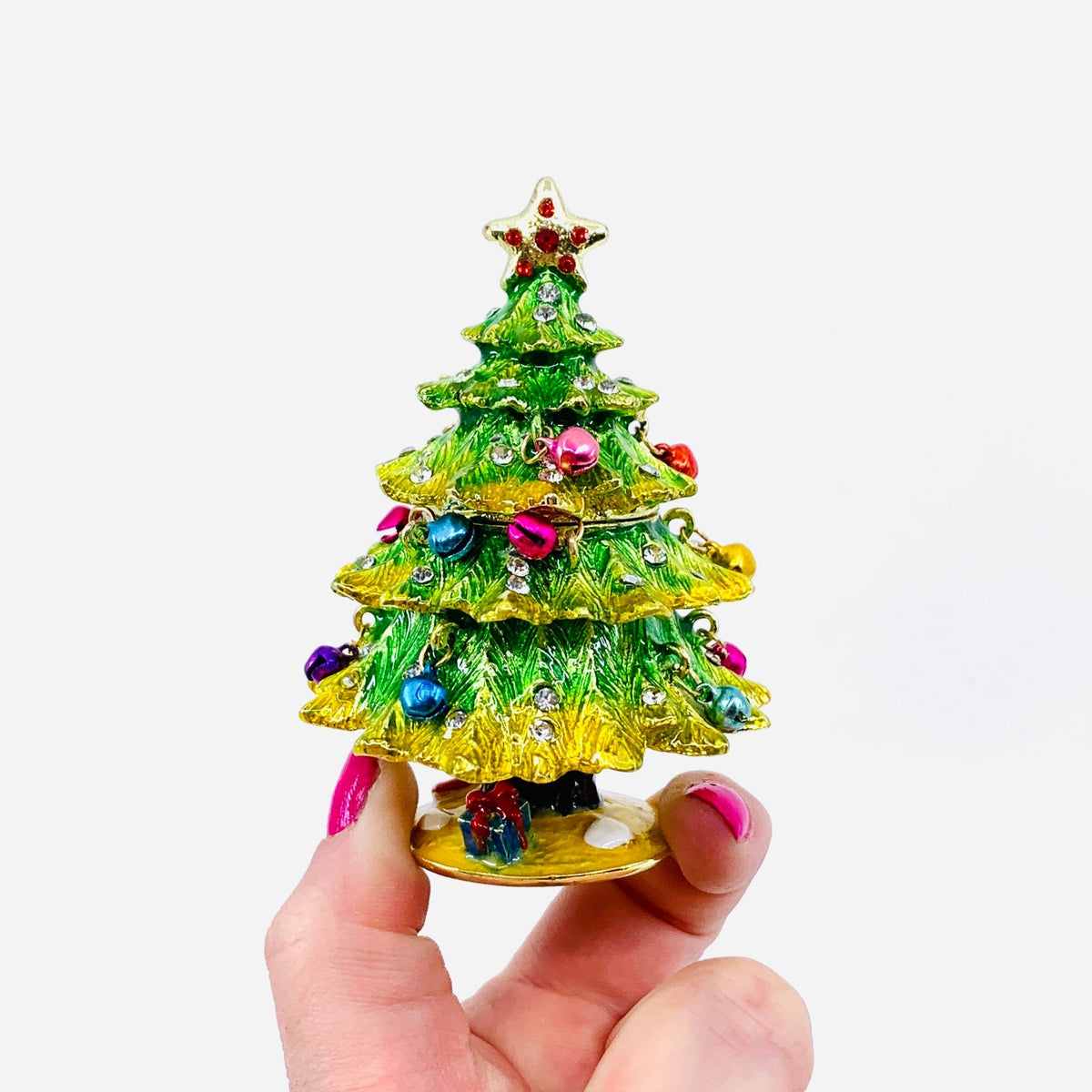 Bejeweled Enamel Trinket Box 21, Christmas Tree