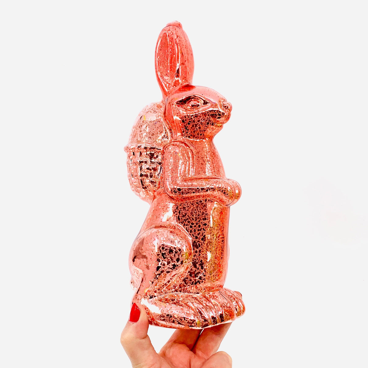 LAST ONE - Mercury Glass Easter Rabbit 10"- Pink One Hundred 80 Degrees 
