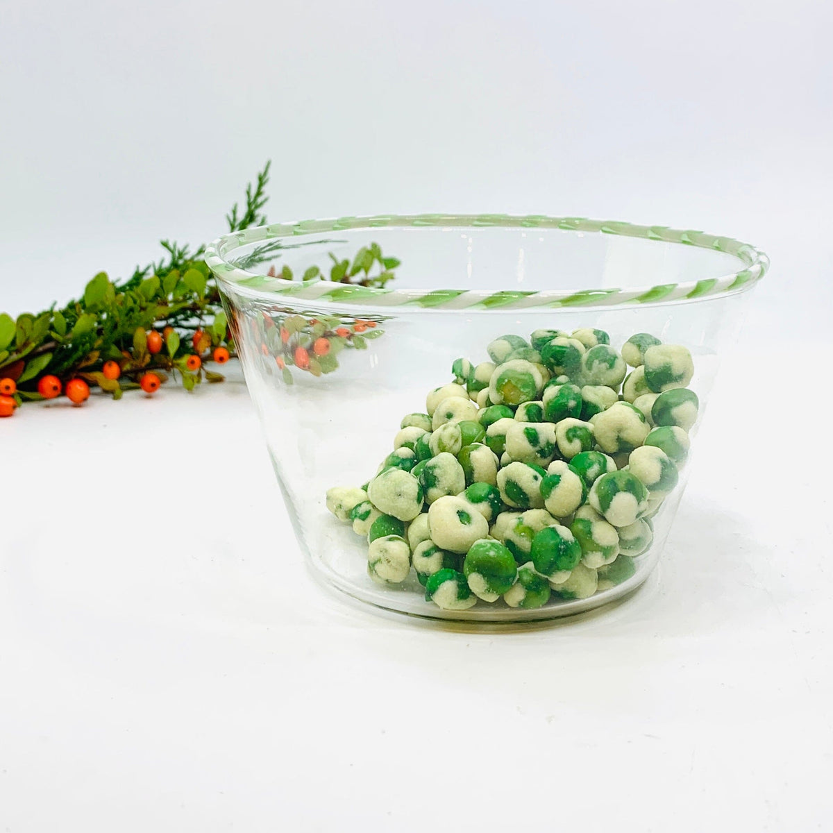 Candy Cane Rim Bowl, Green Decor Creative Co-Op 