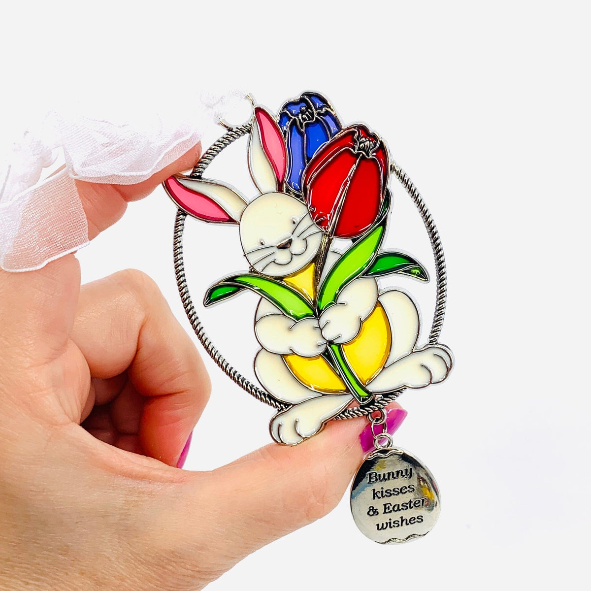 Stained Glass Easter Ornaments, Bunny Decor GANZ 