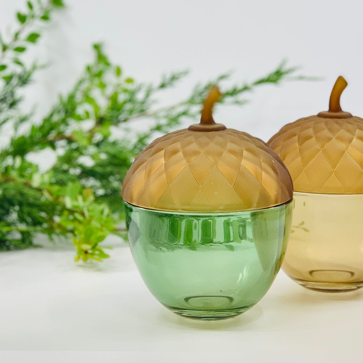 Glass Acorn Jar, Green