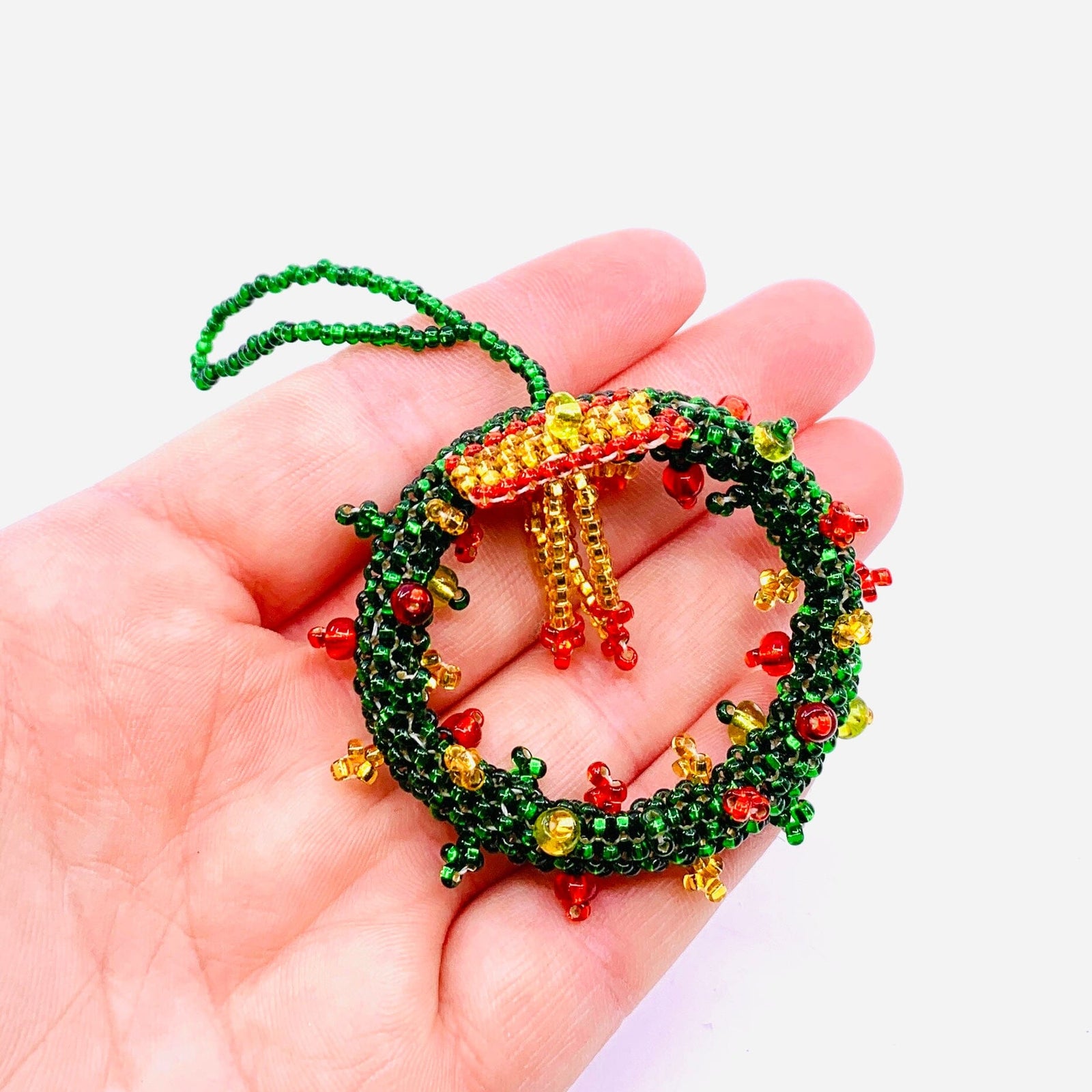 Beaded Christmas Ornament 1, Wreath Ornament Pichincha 