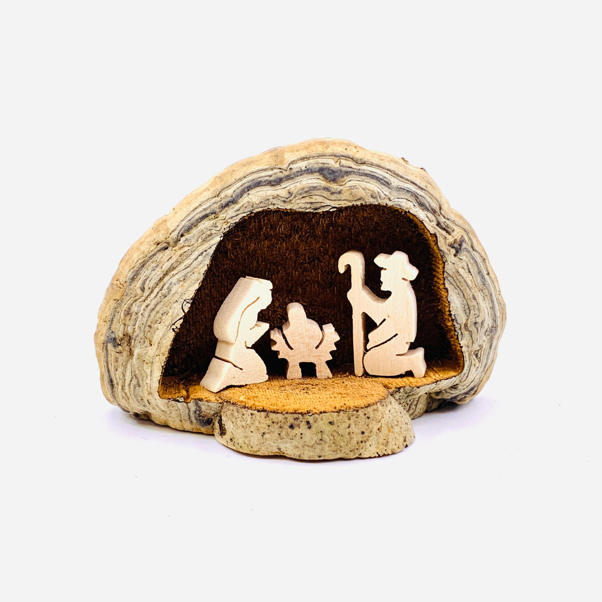 Hand Carved Wood Mushroom Crib Scene 7