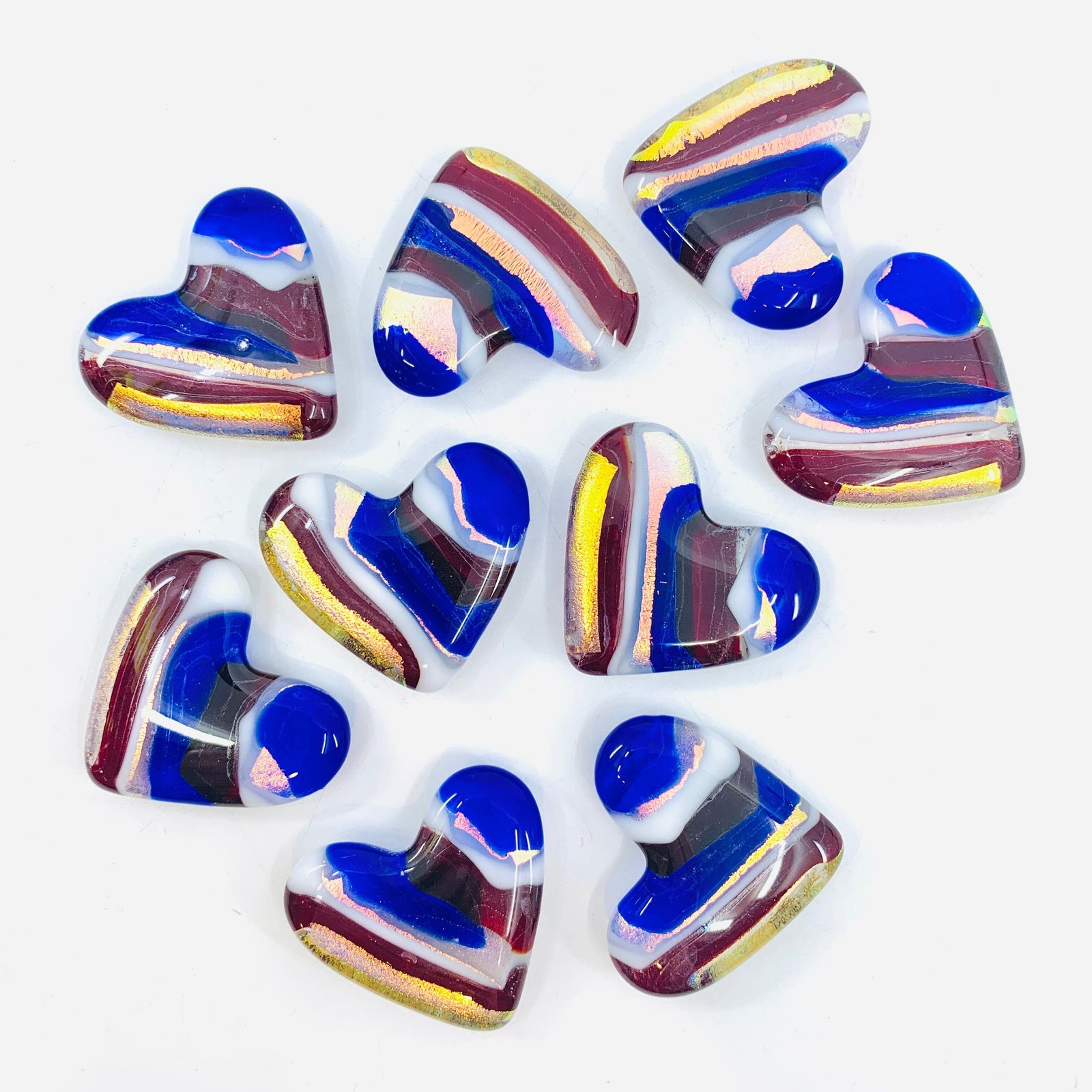 Fused Pocket Heart, Star Spangled Miniature Luke Adams Glass Blowing Studio 