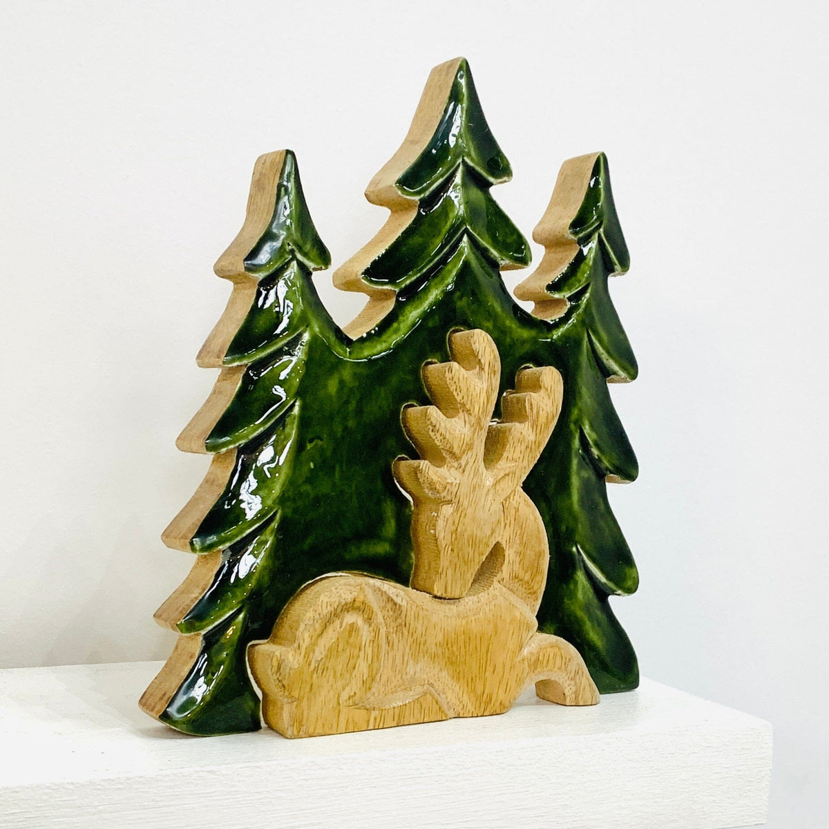 Enamel Wooden Reindeer Décor Oak Street 