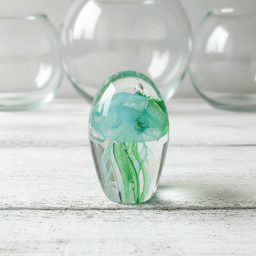 Glow in The Dark Jellyfish Paperweight Small 12, Teal Green A Decor Chesapeake Bay 