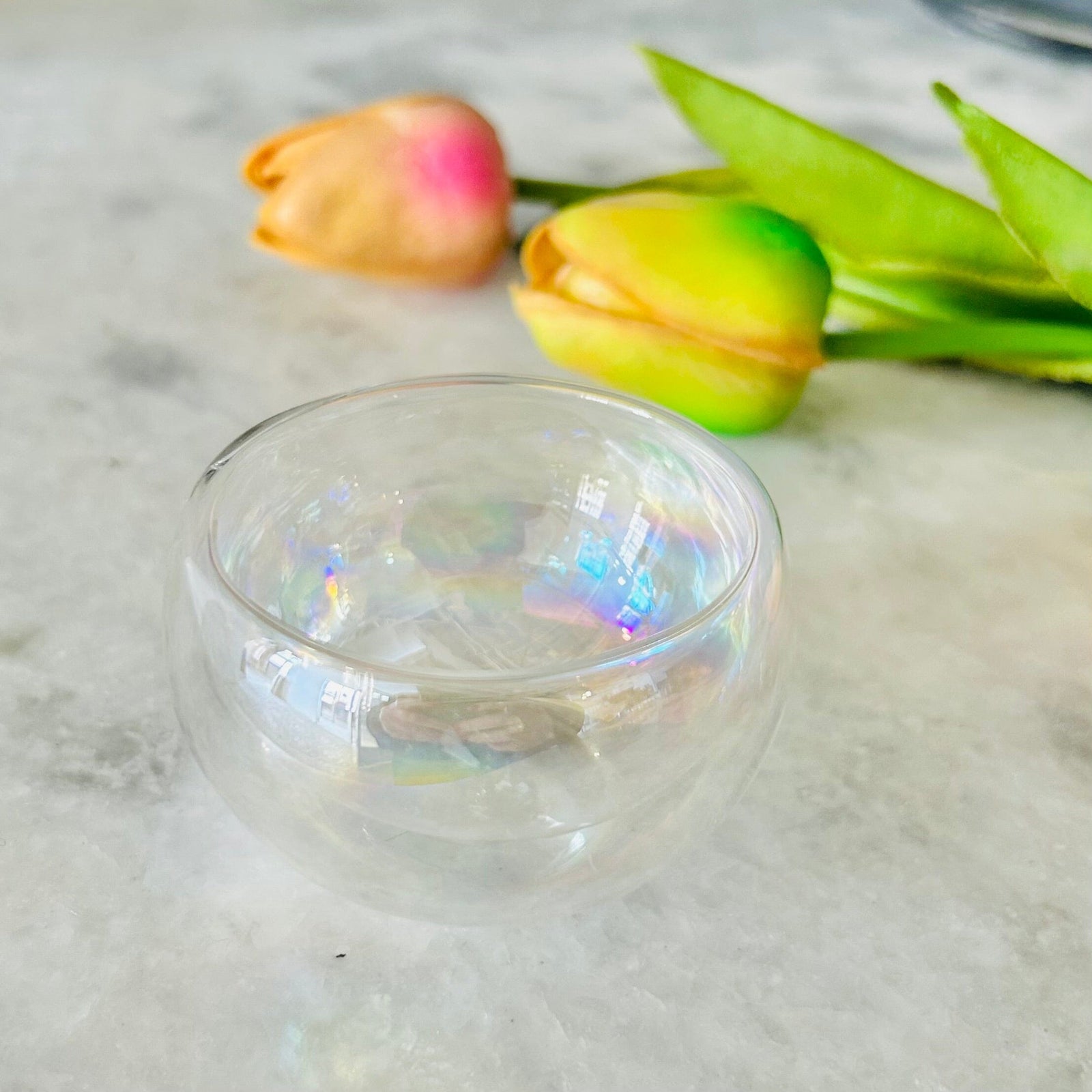 LAST ONE - Iridescent Glass Votive Holder Miniature One Hundred 80 Degrees 