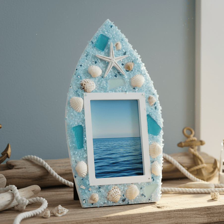 Sea Glass Nautical Boat Picture Frame Decor Chesapeake Bay 