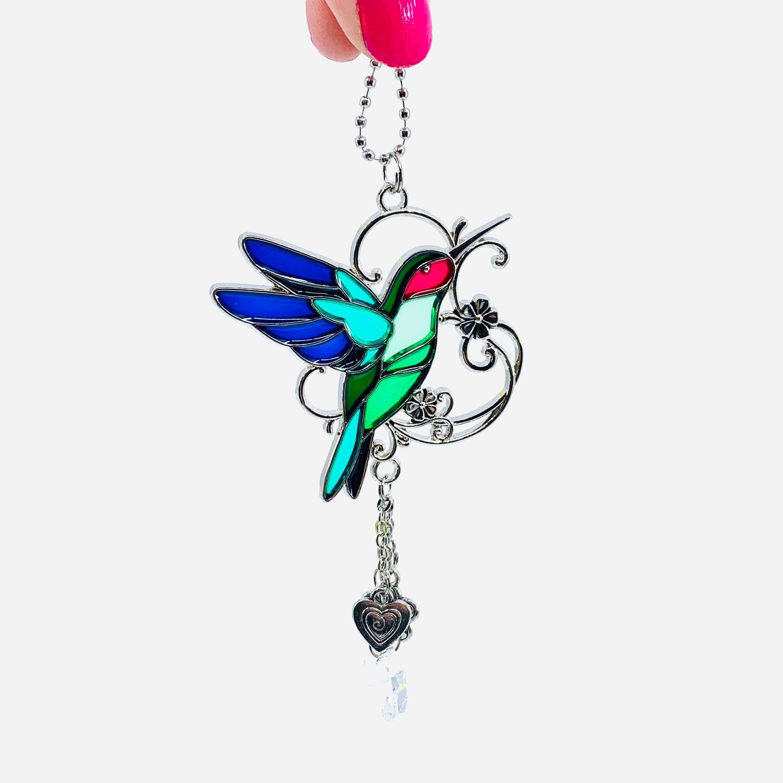 Stained Glass Hummingbird Car Charm Ornament GANZ 
