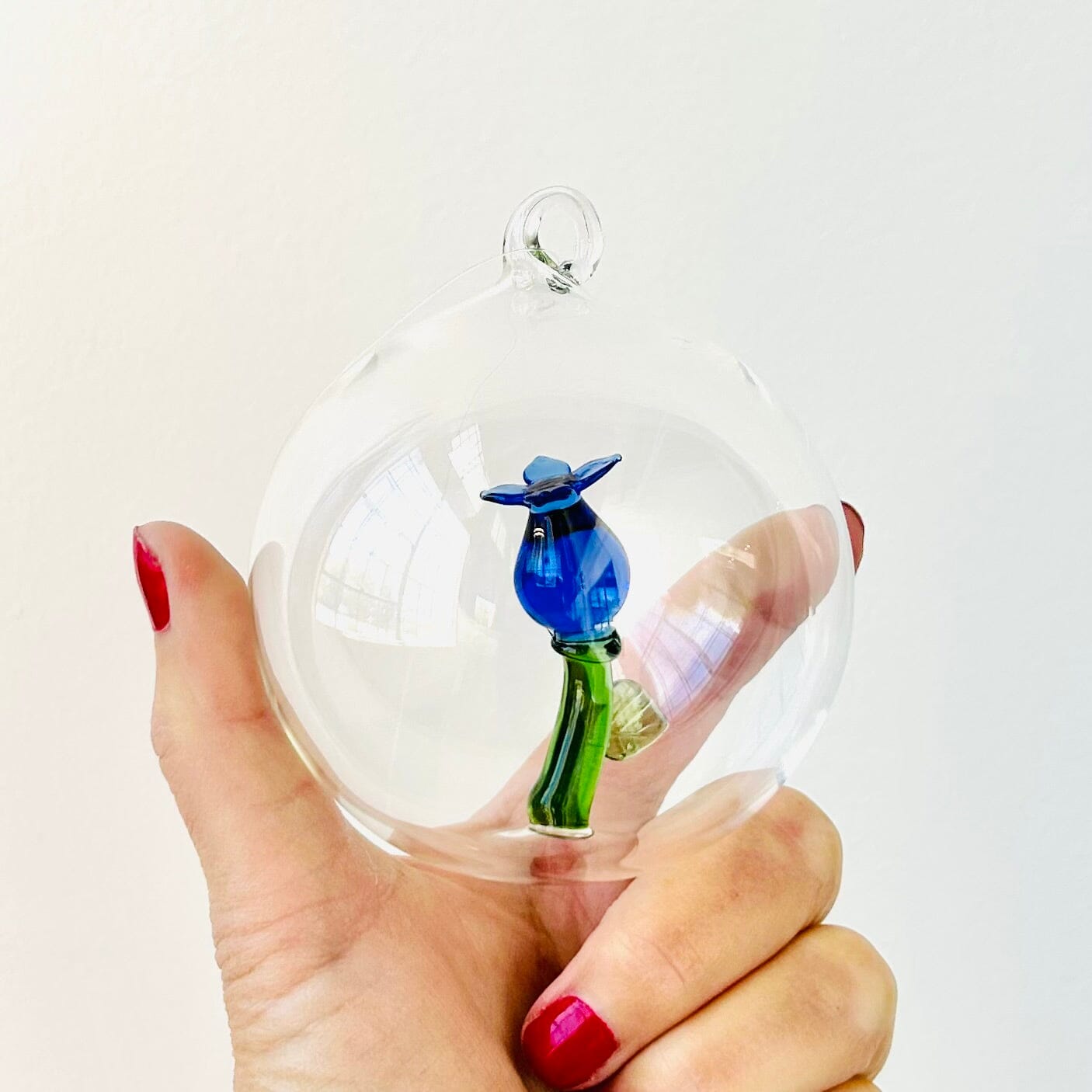 Glass Icon Ornament, Blue Flower ICHENDORF 