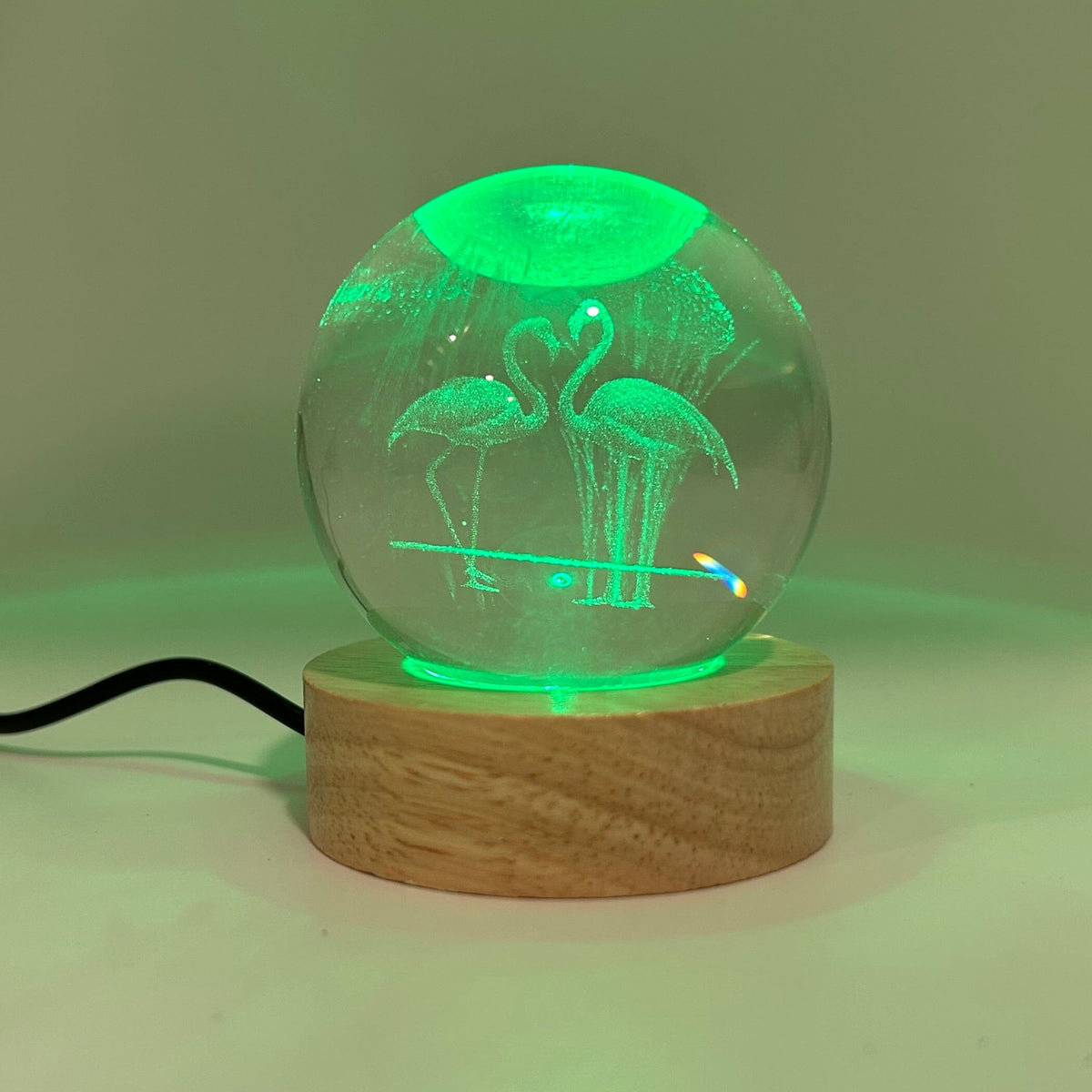 Light Up Etched Glass Sphere décor - Flamingo 29TONIGHT 