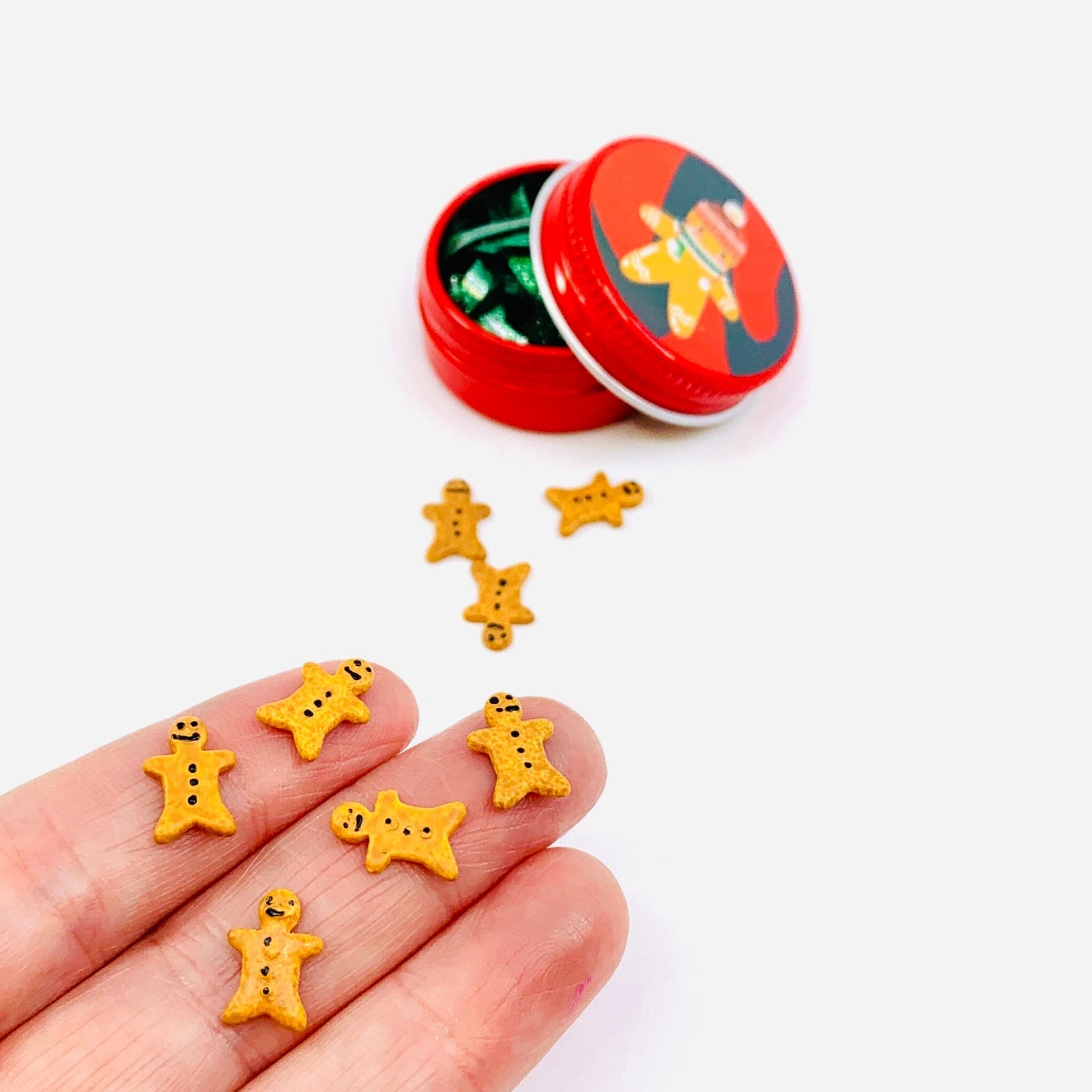 Tiniest Gingerbread Man Cookie Tin Set Miniature - 