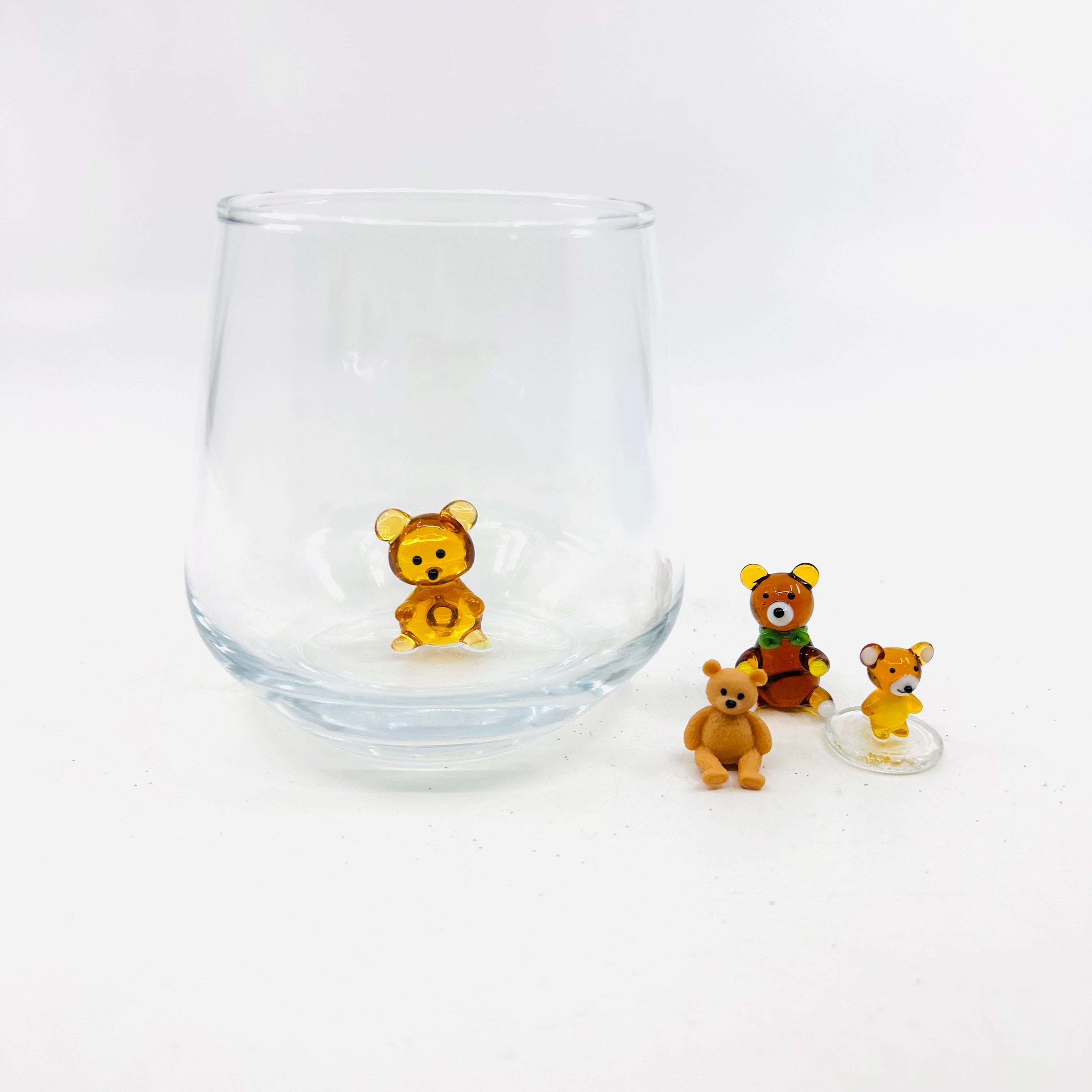 11 oz Tiny Animal Wine Glass, Teddy Bear
