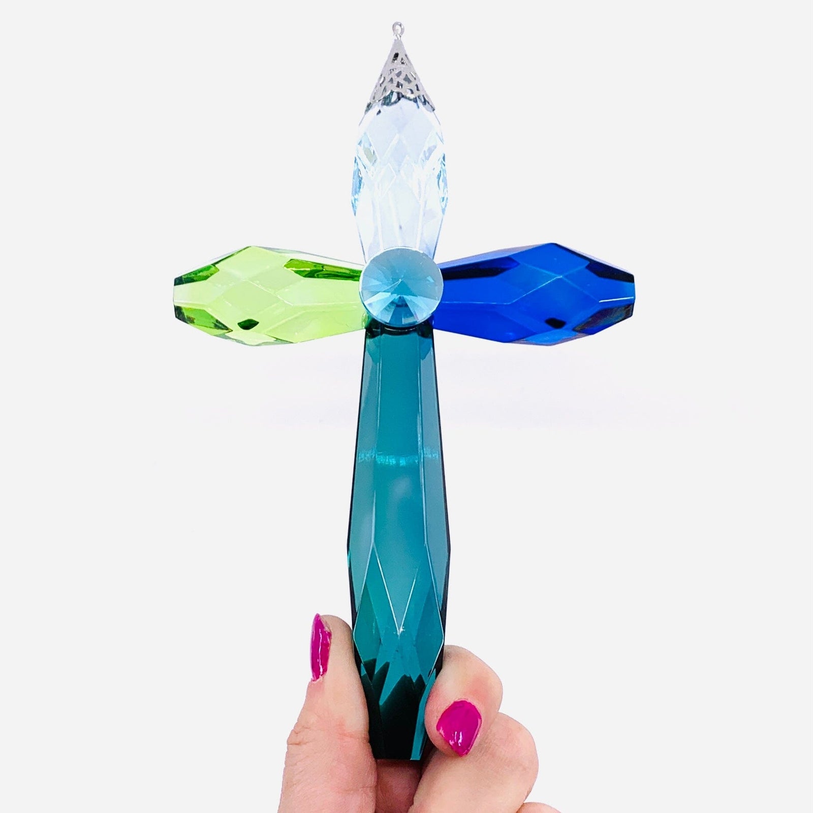 Acrylic Rainbow Cross Ornament, Ocean Decor GANZ 