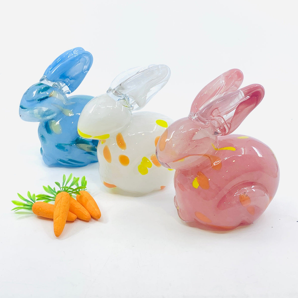 Glass Chubby Bunny, Spotted White Diamond Star 