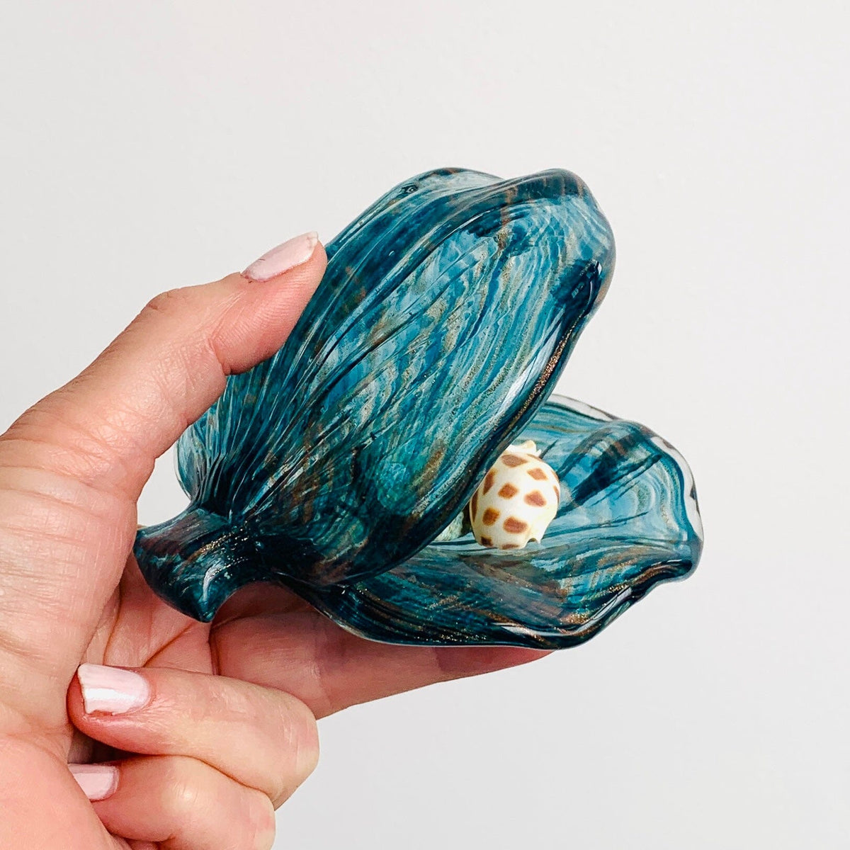 Glass Clam Shell, Swirl Decor Beachcombers 