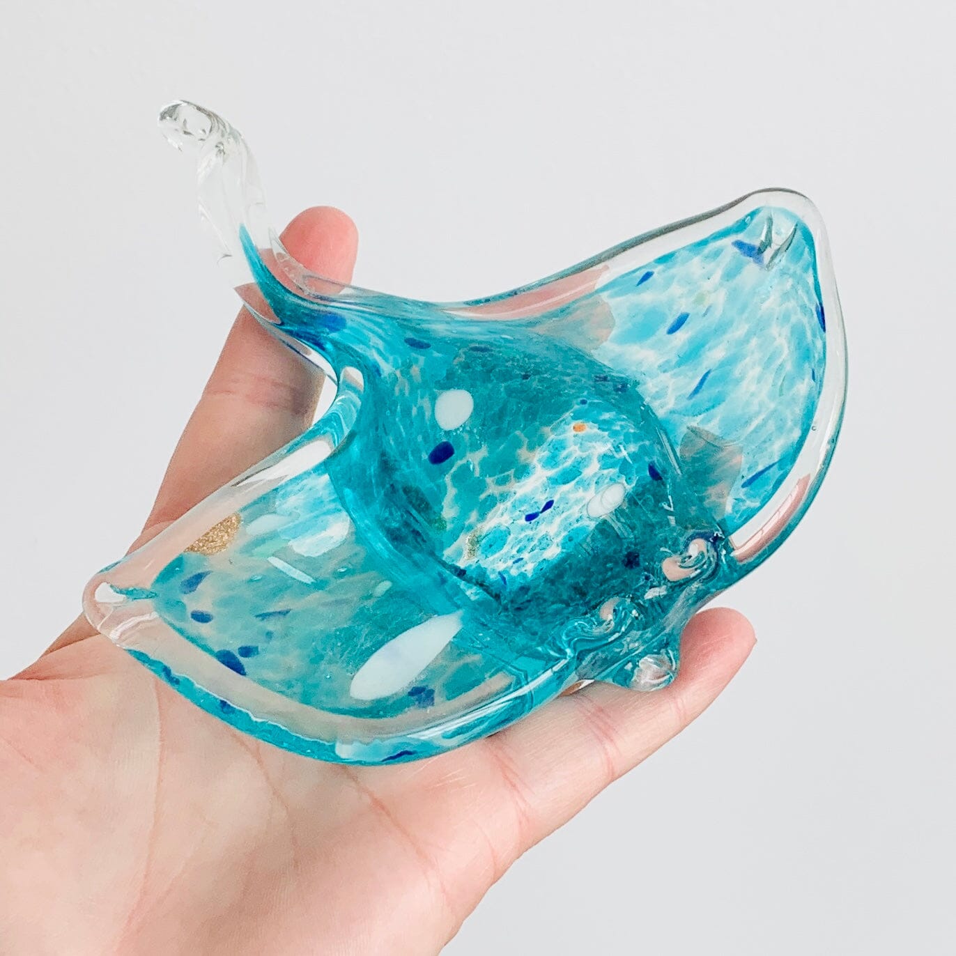 Glass Aqua Stingray Paperweight Decor Chesapeake Bay 
