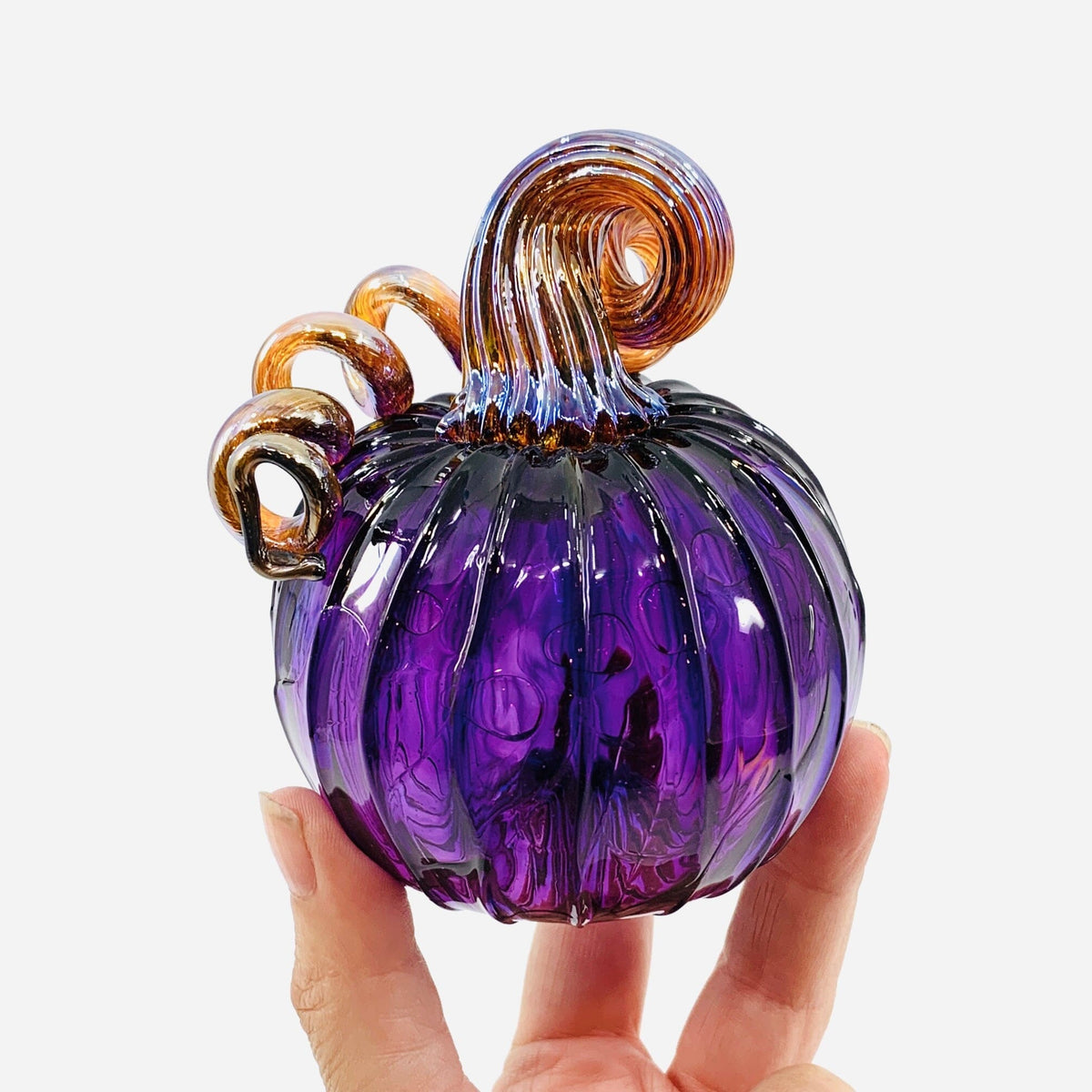 February Birthstone Pumpkin, Amethyst Pumpkin Luke Adams Glass Blowing Studio 