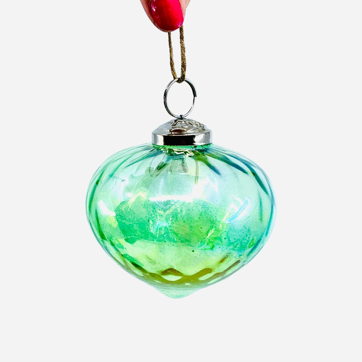 Optic Glass Diamond Ornament 32, Lime India House Brass 