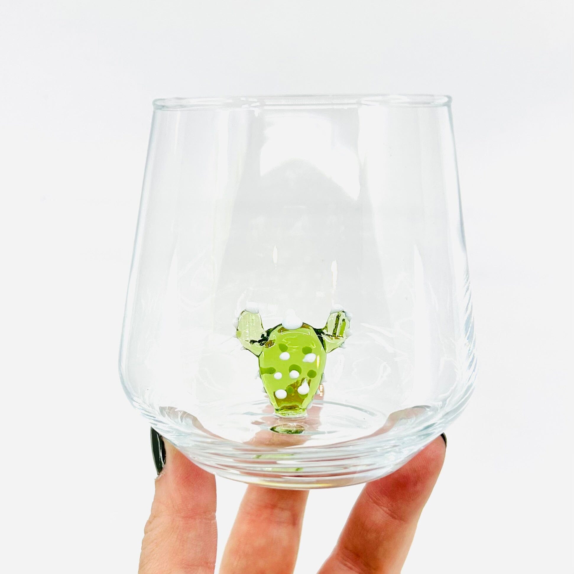 Tiny Animal Wine Glass, Cactus White Decor MiniZoo 