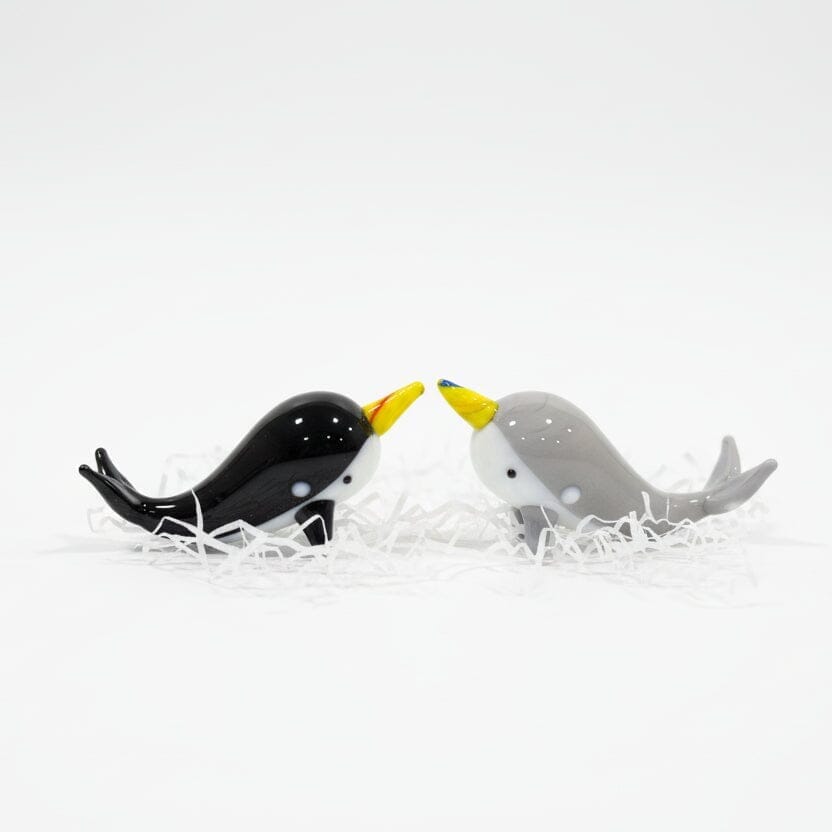 Tiny Gray Glass Narwhal Miniature Alex 
