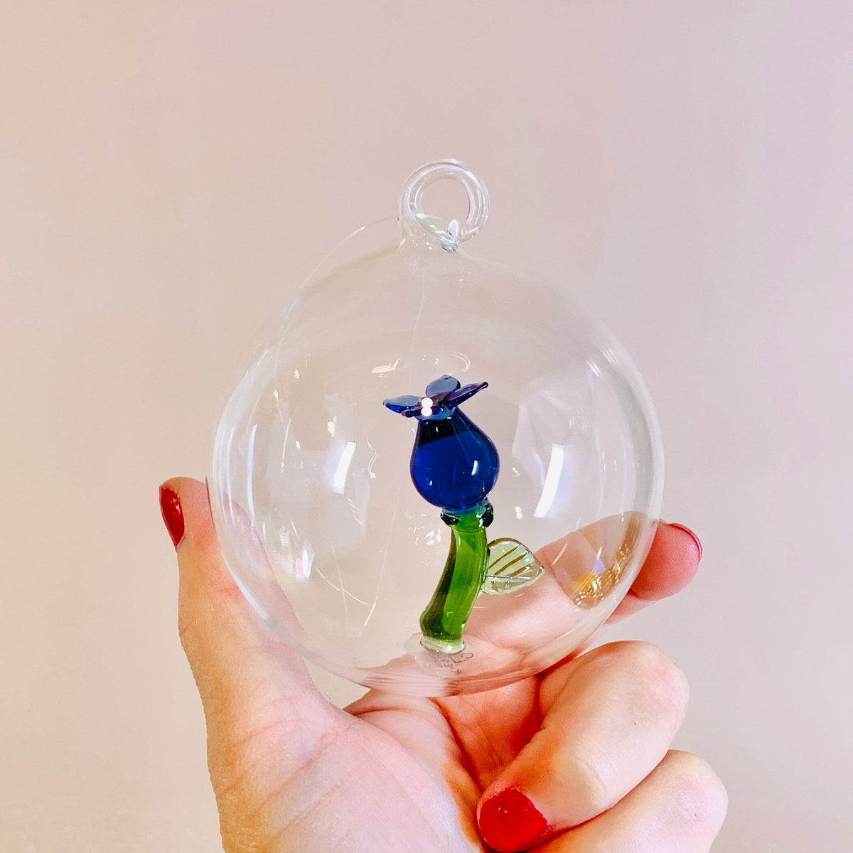 Glass Icon Ornament, Blue Flower ICHENDORF 