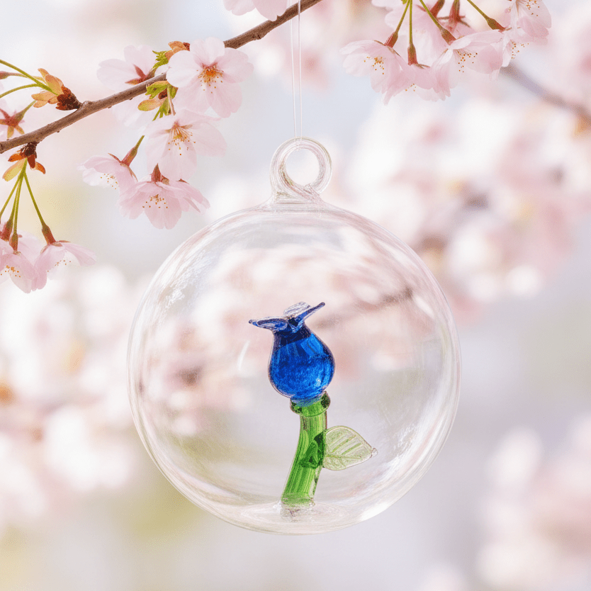 Glass Icon Ornament, Blue Flower ICHENDORF 