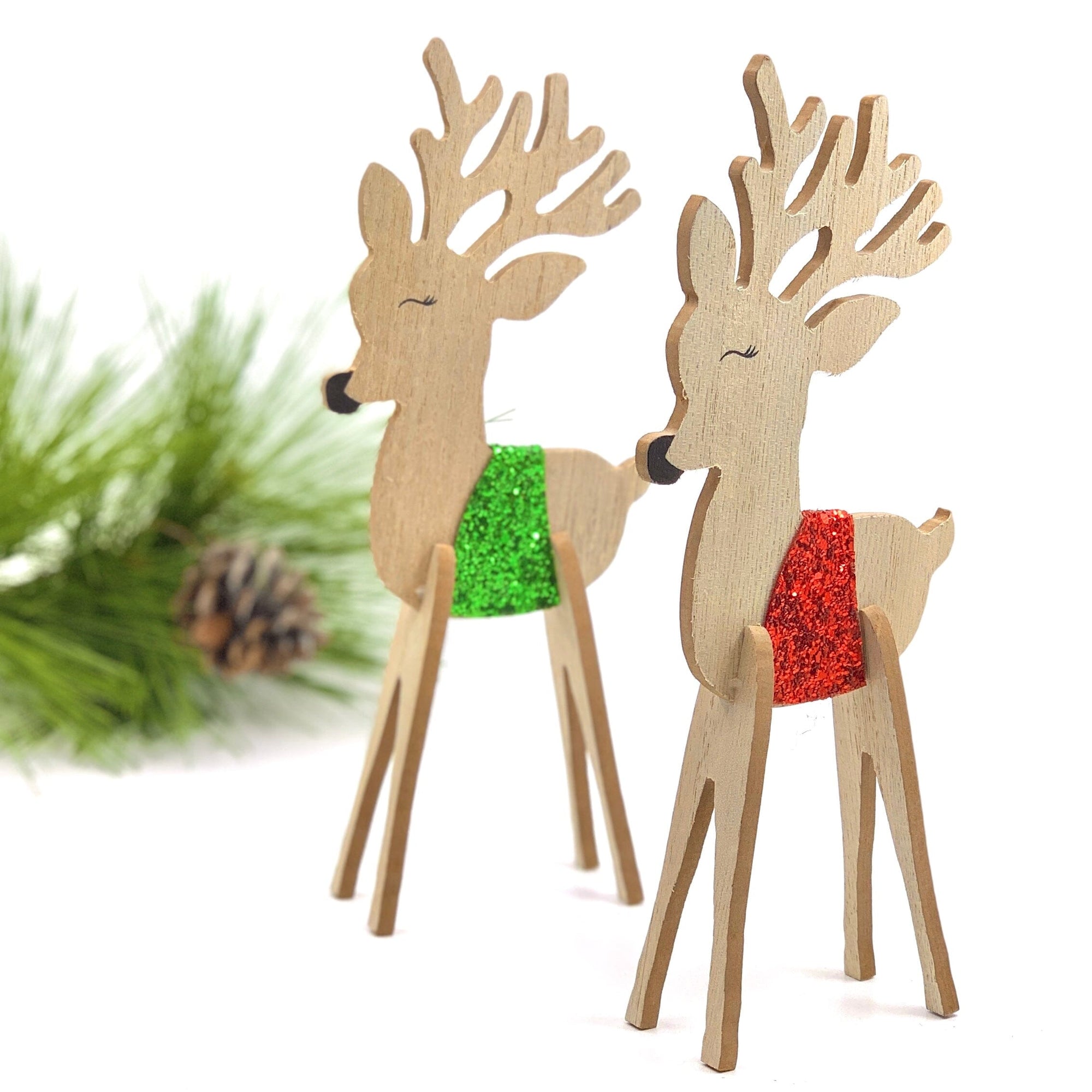 Wooden Tinsel Wrapped Reindeer GANZ 