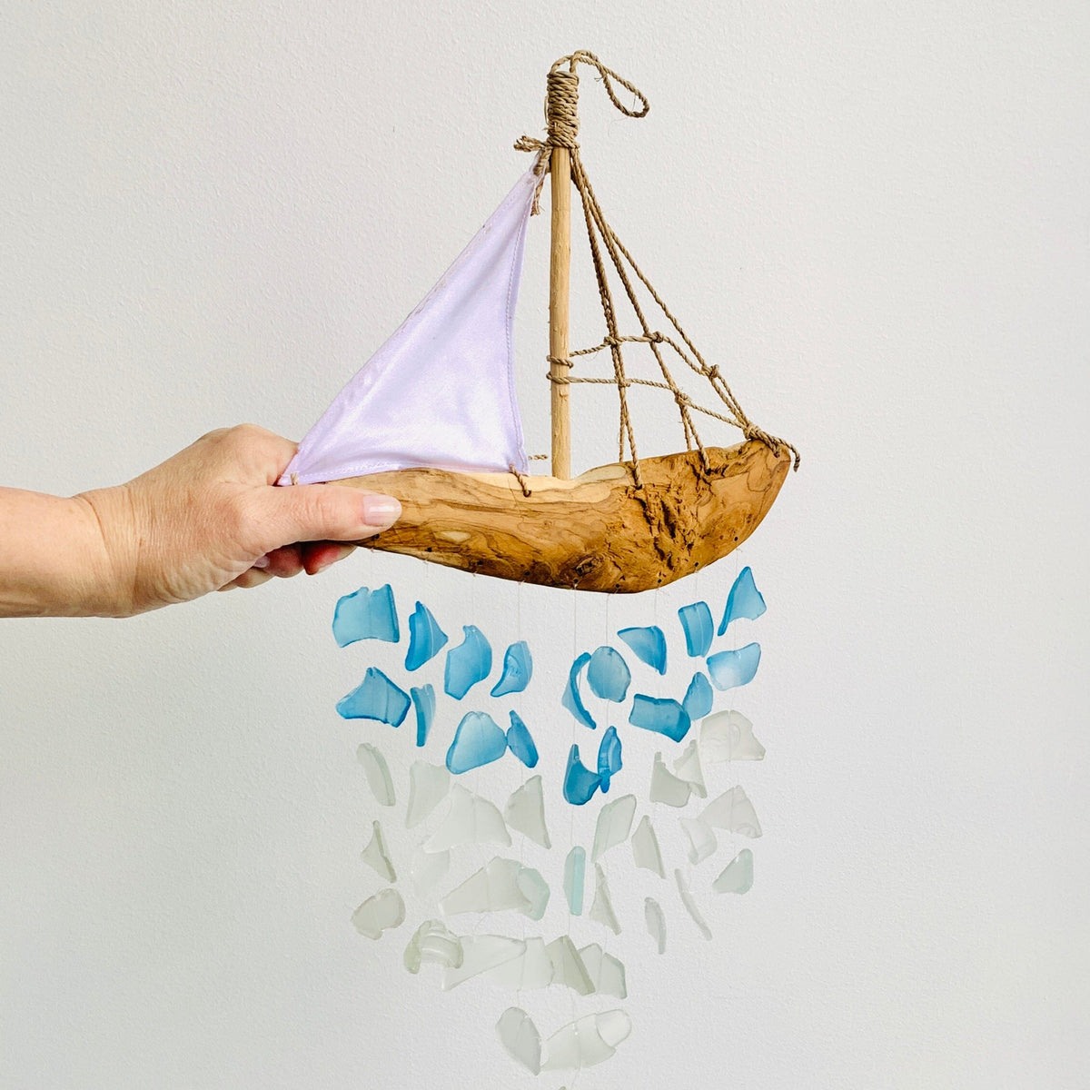 Sea Glass Wind Chime, Sailboat Chesapeake Bay 
