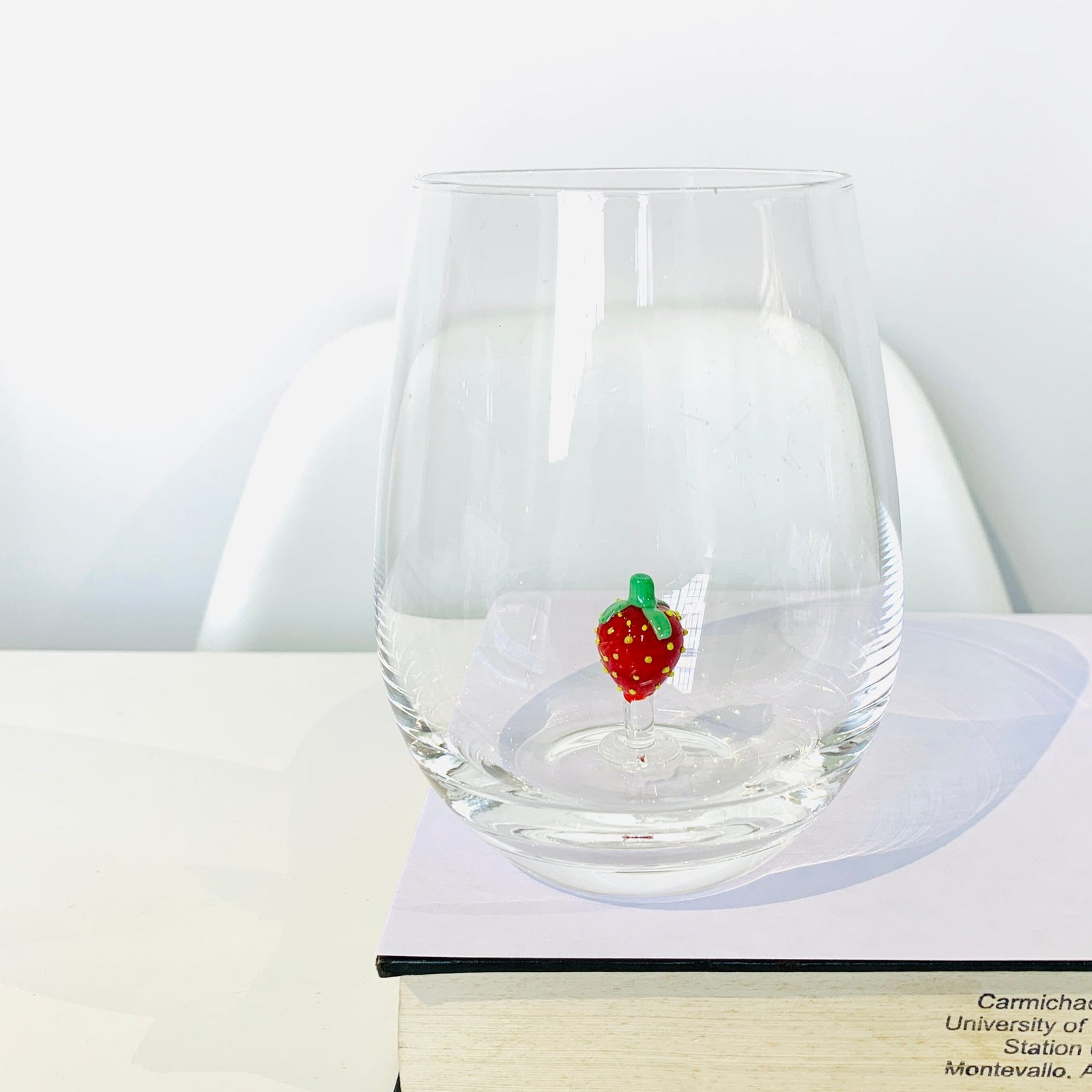 Tiny Animal Large Pour Wine Glass, Strawberry Decor Creative Co-Op 
