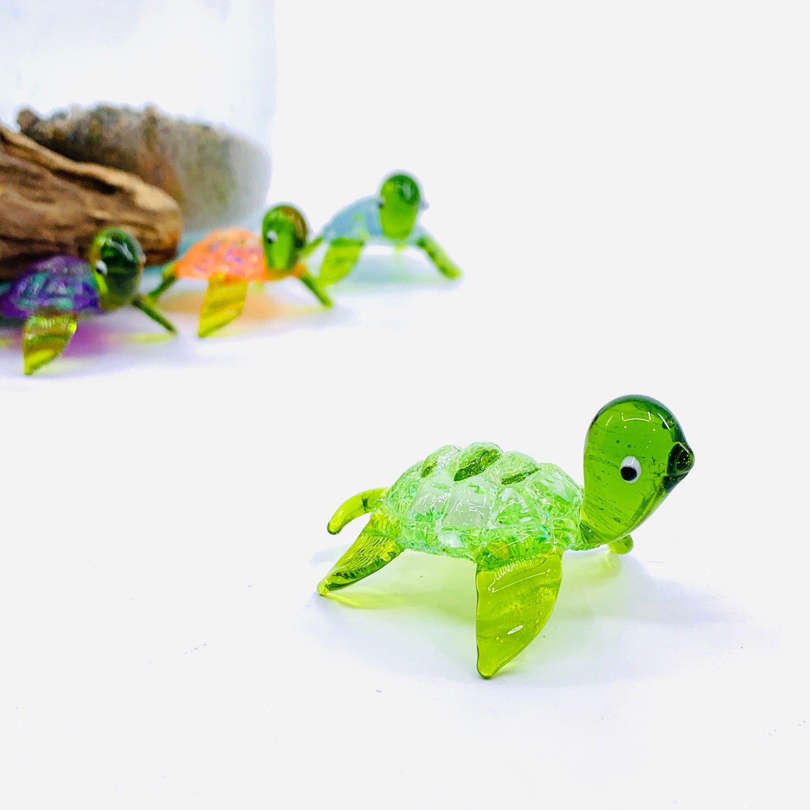 Glass Colorful Shell Turtle, Green 338 GANZ 