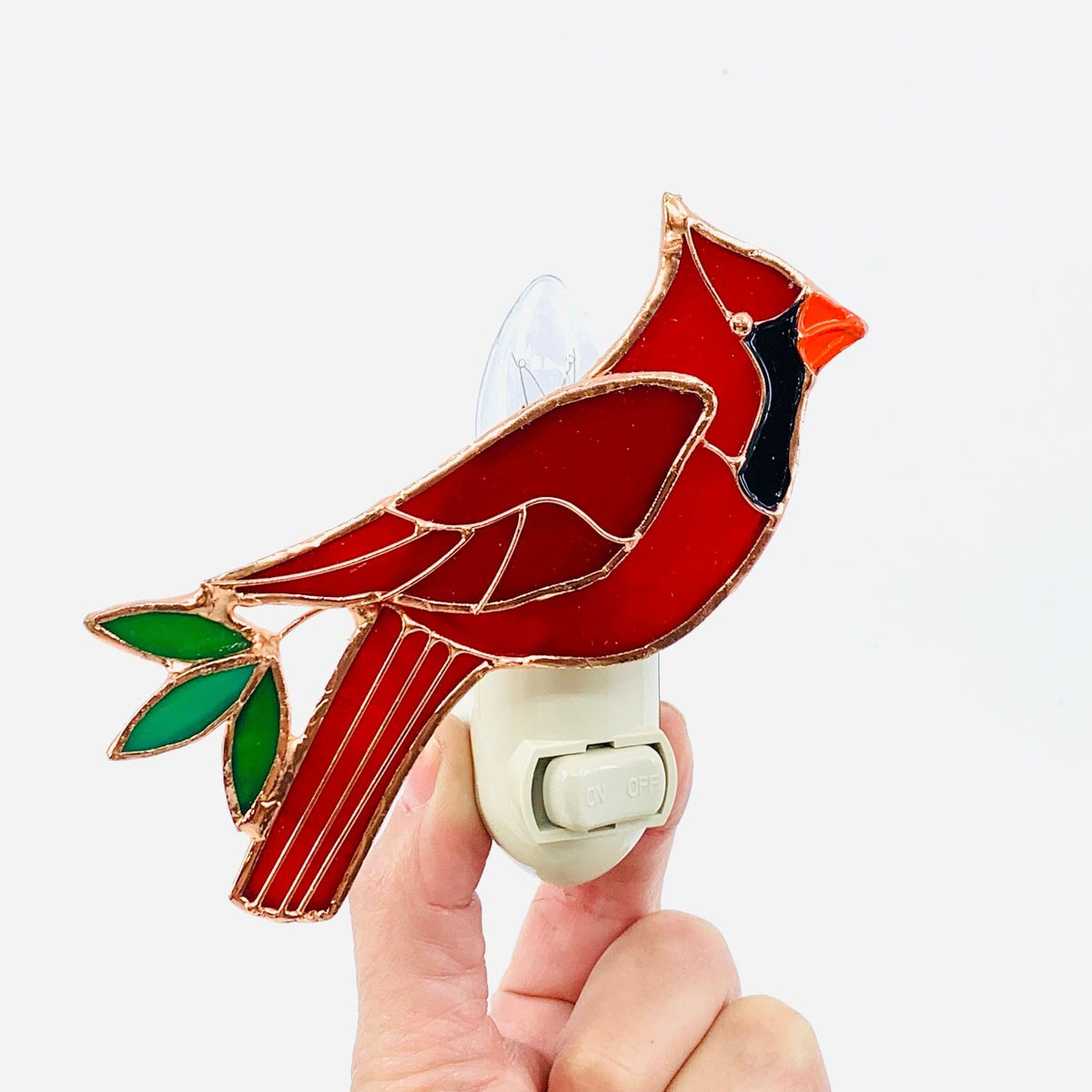Stained Glass Cardinal Nightlight Decor Gift Essentials 