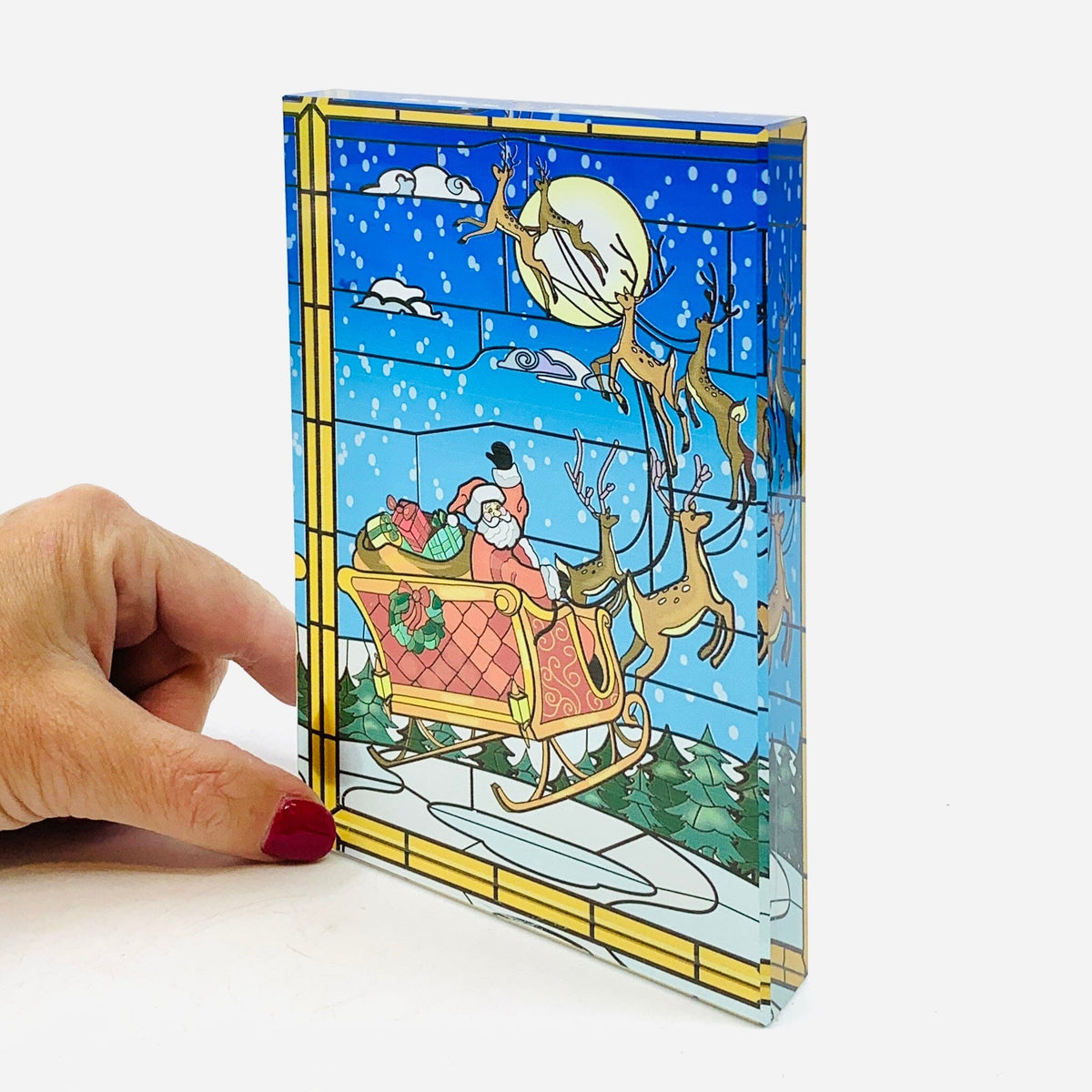 Glass Block Holiday Windows Decor GANZ Sleigh 