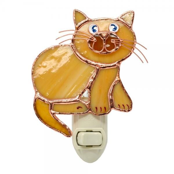 Stained Glass Tan Cat Nightlight Decor Gift Essentials 