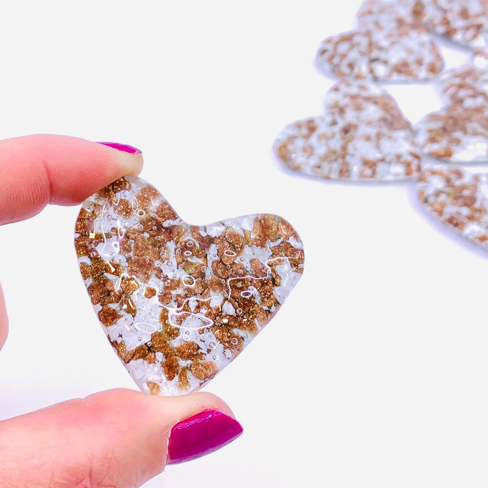 Gold Sparkle Ripple Fused Pocket Heart Miniature Jean 