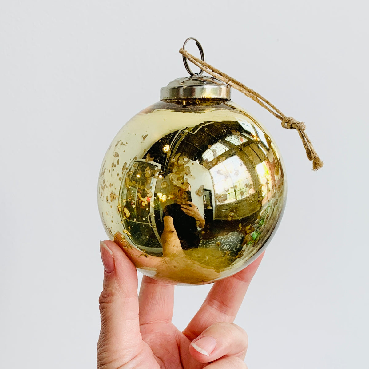 Mercury Glass Sphere Ornament 59, Gold