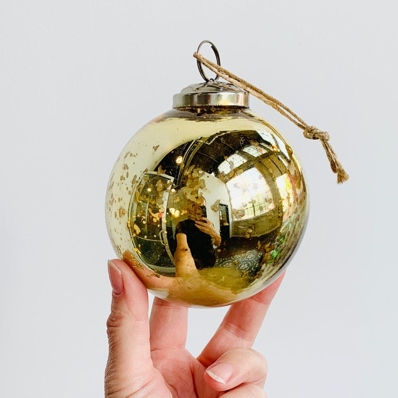 Mercury Glass Sphere Ornament 59, Gold India House Brass 